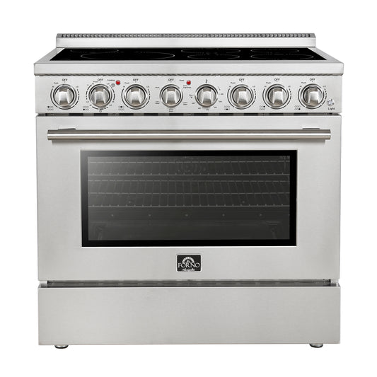 Forno Paolo 36 Inch Freestanding Electric Range, Stainless Steel, 5.44 cu.ft, True Convection Oven, Energy Efficient - Forno Appliances