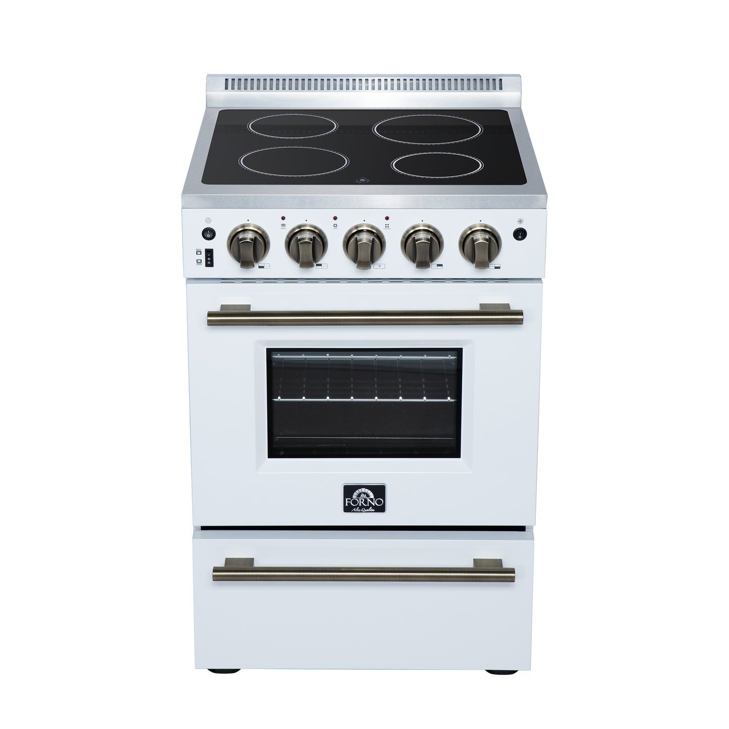 Cuisinière électrique autoportante Loiano 24 pouces, blanche - Forno Appliances