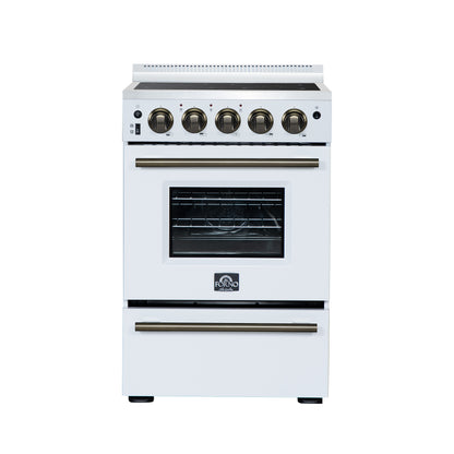 Cuisinière électrique autoportante Forno Loiano 24 pouces, blanche - Forno Appliances