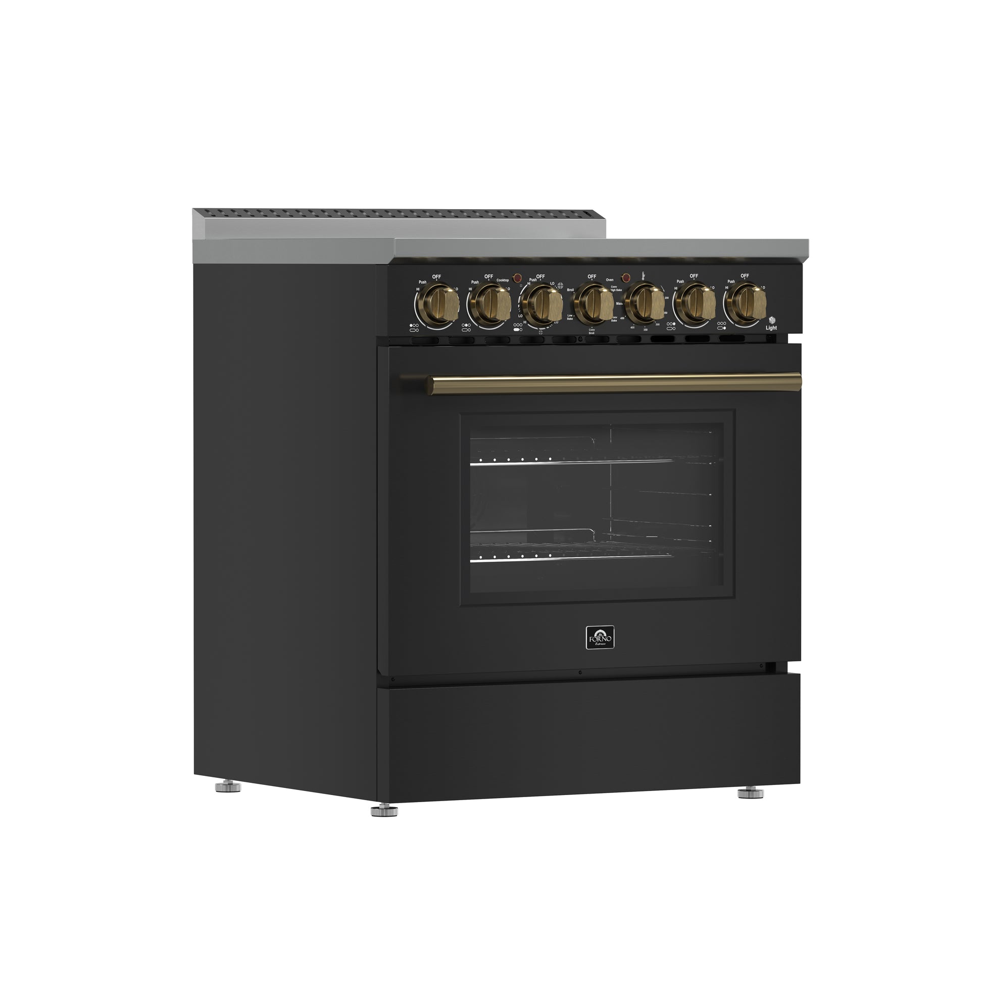 Forno Paolo 30-Inch Freestanding Electric Range, Black, 4.38 cu.ft, True Convection Oven, Energy Efficient - Forno Appliances