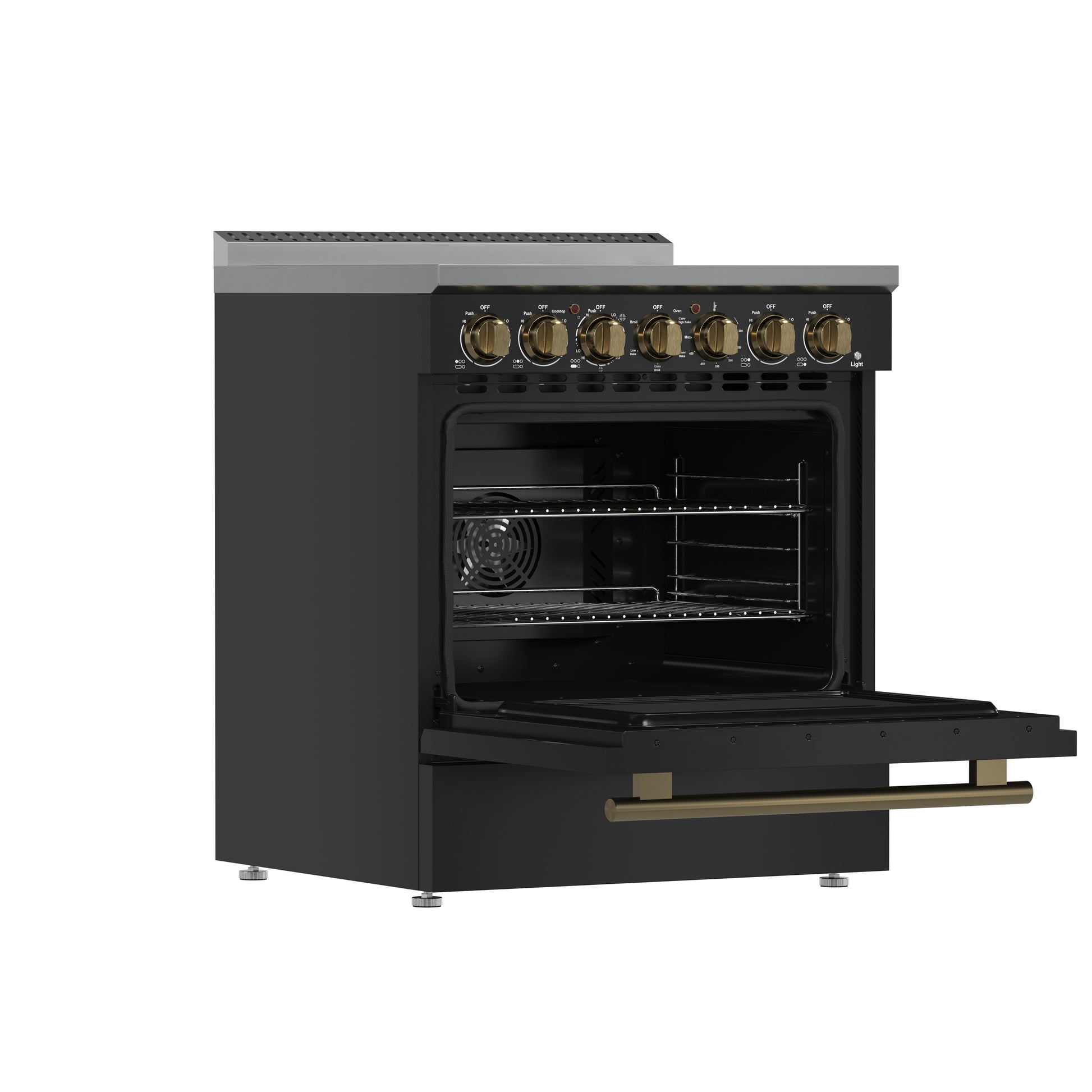 Forno Paolo 30-Inch Freestanding Electric Range, Black, 4.38 cu.ft, True Convection Oven, Energy Efficient - Forno Appliances