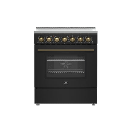 Forno Paolo 30-Inch Freestanding Electric Range, Black, 4.38 cu.ft, True Convection Oven, Energy Efficient - Forno Appliances