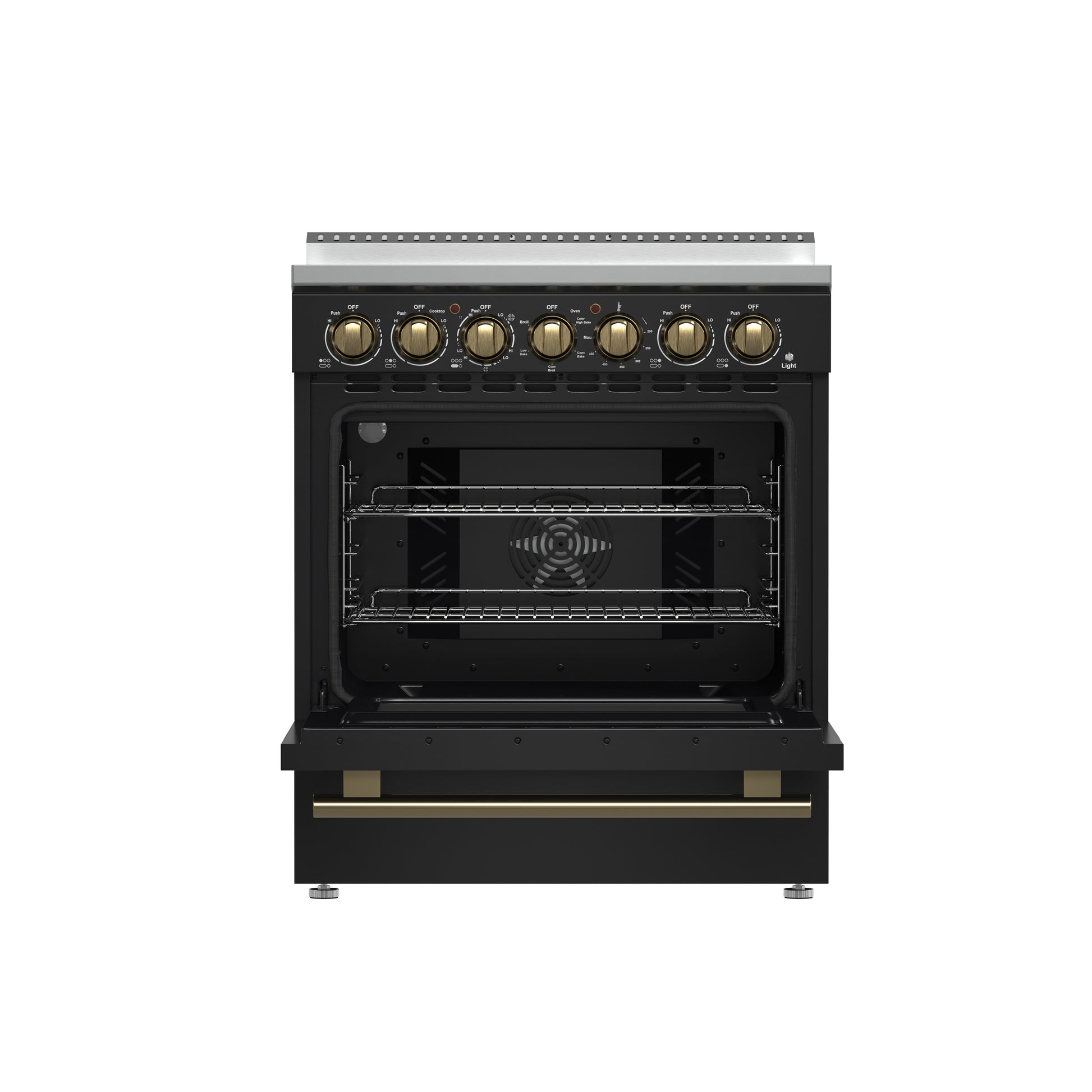 Forno Paolo 30-Inch Freestanding Electric Range, Black, 4.38 cu.ft, True Convection Oven, Energy Efficient - Forno Appliances