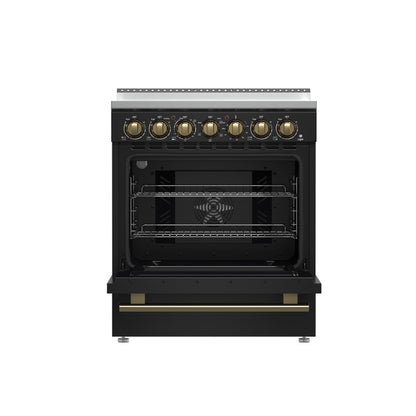 Forno Paolo 30-Inch Freestanding Electric Range, Black, 4.38 cu.ft, True Convection Oven, Energy Efficient - Forno Appliances