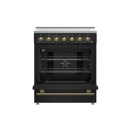 Forno Paolo 30-Inch Freestanding Electric Range, Black, 4.38 cu.ft, True Convection Oven, Energy Efficient - Forno Appliances