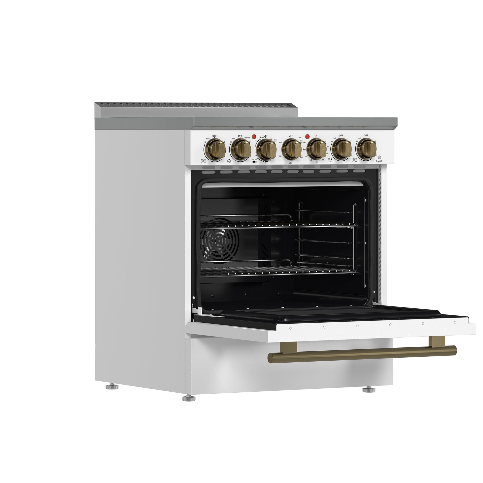 Forno Paolo cuisinière électrique pose libre de 30 pouces, blanche, 4,38 pi³, four à vraie convection, écoénergétique - Forno Appliances