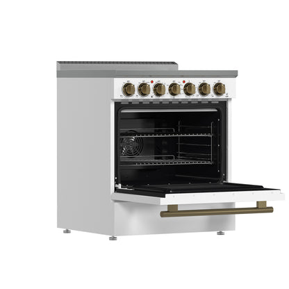 Forno Paolo cuisinière électrique pose libre de 30 pouces, blanche, 4,38 pi³, four à vraie convection, écoénergétique - Forno Appliances