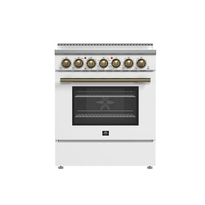 Forno Paolo cuisinière électrique autoportante 30-Inch, blanche, 4.38 cu.ft, four à convection véritable, économe en énergie - Forno Appliances