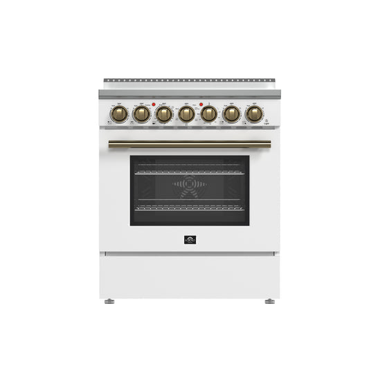Forno Paolo 30-Inch Freestanding Electric Range, White, 4.38 cu.ft, True Convection Oven, Energy Efficient - Forno Appliances
