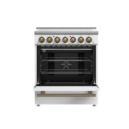 Cuisinière électrique autonome Forno Paolo de 30 pouces, blanche, 4.38 cu.ft, four à convection réelle, économe en énergie - Forno Appliances