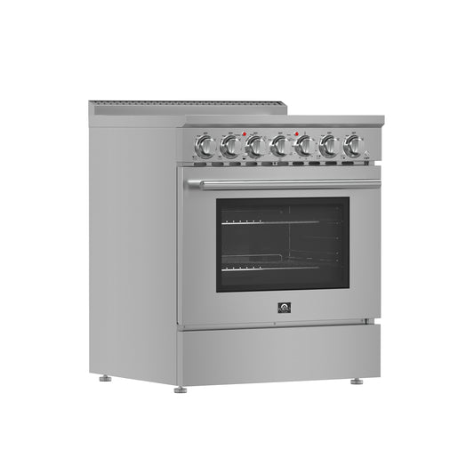 Forno Paolo 30-Inch Freestanding Electric Range, Stainless Steel, 4.38 cu.ft, True Convection Oven, Energy Efficient - Forno Appliances