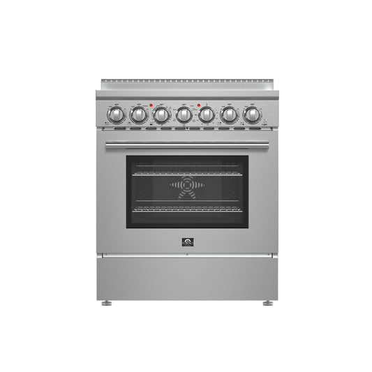 Forno Paolo 30-Inch Freestanding Electric Range, Stainless Steel, 4.38 cu.ft, True Convection Oven, Energy Efficient - Forno Appliances