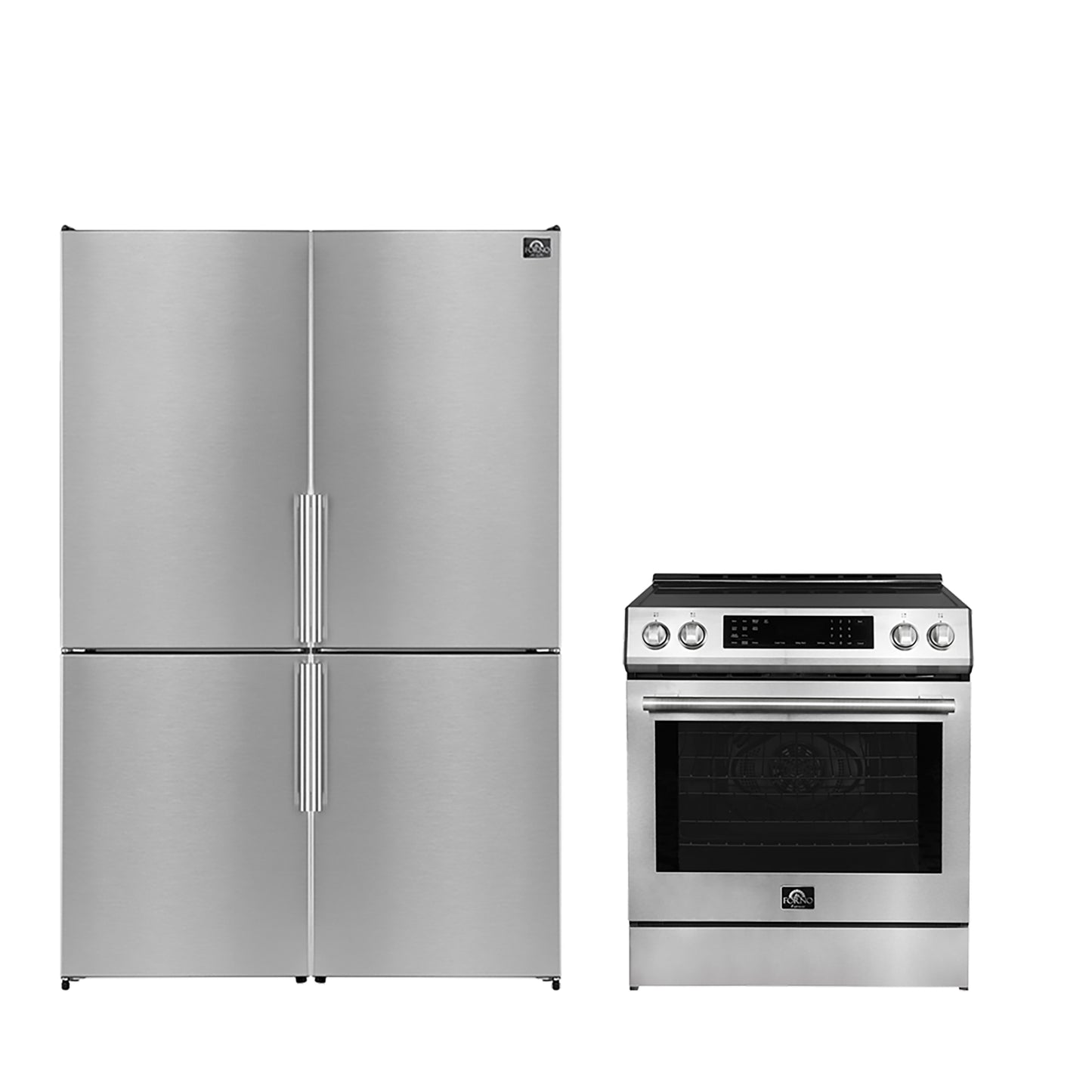 FORNO Premium 2-Piece Kitchen Bundle - Donatello 30" Induction Range, Guardia 46.8" Bottom Freezer Refrigerator - FBDL-008-01CAUS - Forno Appliances