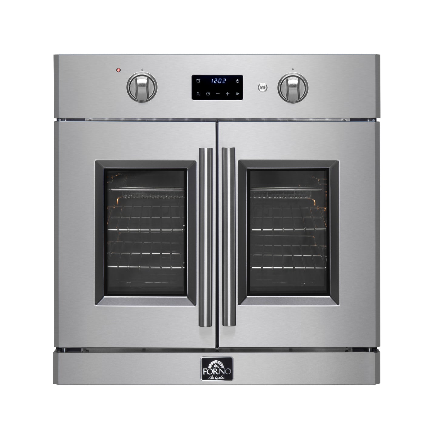 Forno Asti 30-Inch French Door Electric Wall Oven in Stainless Steel, 3.68 cu. ft. True Convection, 3,600W, Air Fry, Sous Vide, Self-Clean - Forno Appliances
