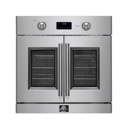 Forno Asti 30-Inch French Door Electric Wall Oven in Stainless Steel, 3.68 cu. ft. True Convection, 3,600W, Air Fry, Sous Vide, Self-Clean - Forno Appliances