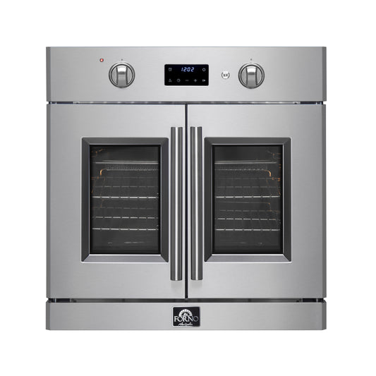 Forno Asti 30-Inch French Door Electric Wall Oven in Stainless Steel, 3.68 cu. ft. True Convection, 3,600W, Air Fry, Sous Vide, Self-Clean - Forno Appliances
