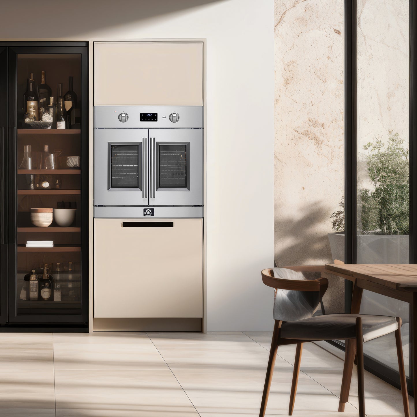 Forno Asti 30-Inch French Door Electric Wall Oven in Stainless Steel, 3.68 cu. ft. True Convection, 3,600W, Air Fry, Sous Vide, Self-Clean - Forno Appliances