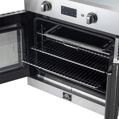 Forno Asti 30-Inch French Door Electric Wall Oven in Stainless Steel, 3.68 cu. ft. True Convection, 3,600W, Air Fry, Sous Vide, Self-Clean - Forno Appliances
