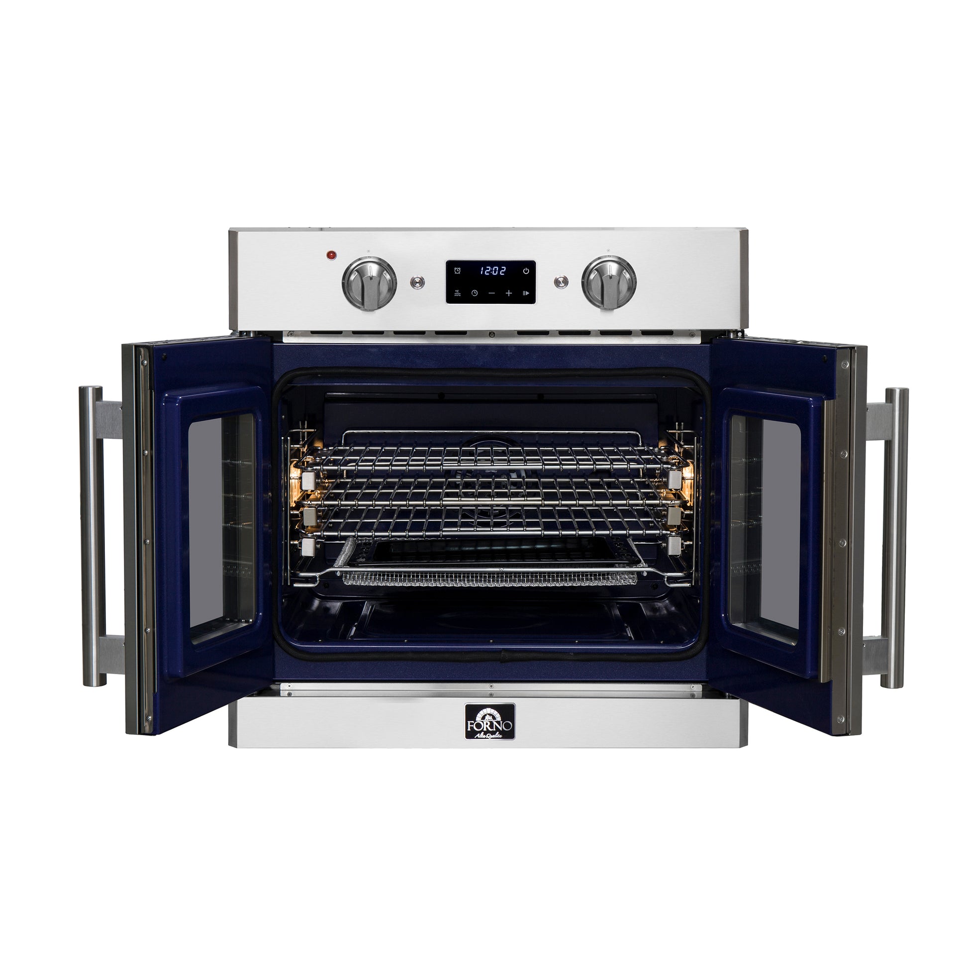 Forno Gallico 30-Inch Electric French Door Wall Oven, Stainless Steel, True Convection, Air Fry, Self-Cleaning - Forno Appliances