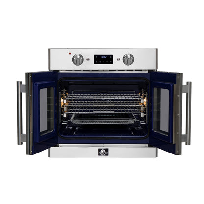 Forno Gallico 30-Inch Electric French Door Wall Oven, Stainless Steel, True Convection, Air Fry, Self-Cleaning - Forno Appliances