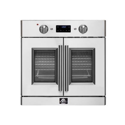 Forno Gallico 30-Inch Electric French Door Wall Oven, Stainless Steel, True Convection, Air Fry, Self-Cleaning - Forno Appliances