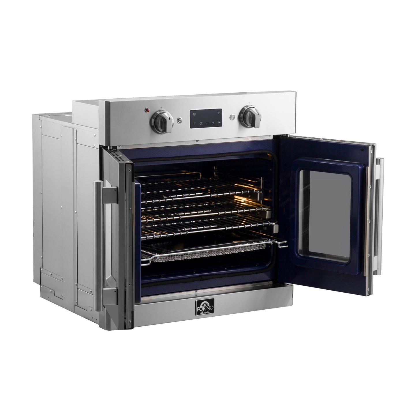 Forno Gallico 30-Inch Electric French Door Wall Oven, Stainless Steel, True Convection, Air Fry, Self-Cleaning - Forno Appliances