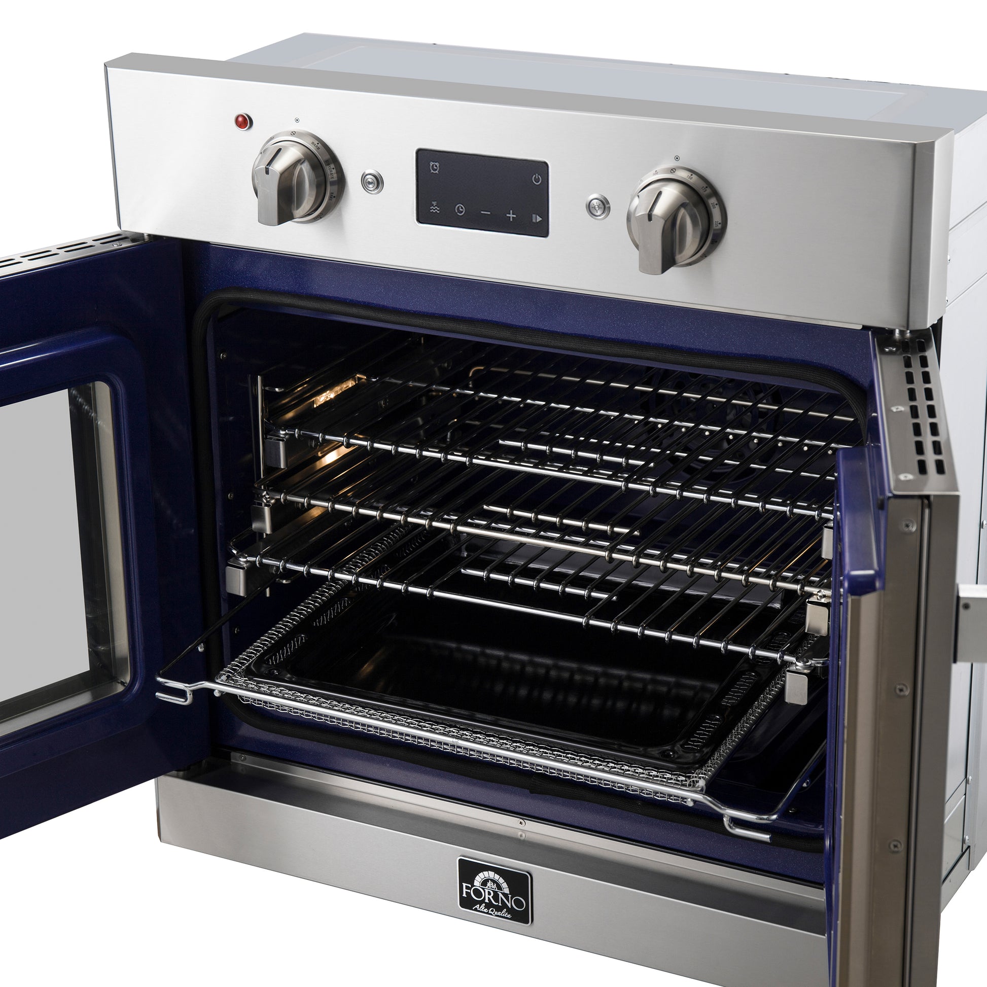 Forno Gallico 30-Inch Electric French Door Wall Oven, Stainless Steel, True Convection, Air Fry, Self-Cleaning - Forno Appliances