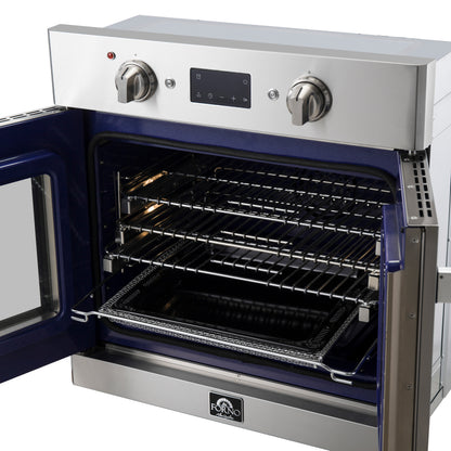 Forno Gallico 30-Inch Electric French Door Wall Oven, Stainless Steel, True Convection, Air Fry, Self-Cleaning - Forno Appliances