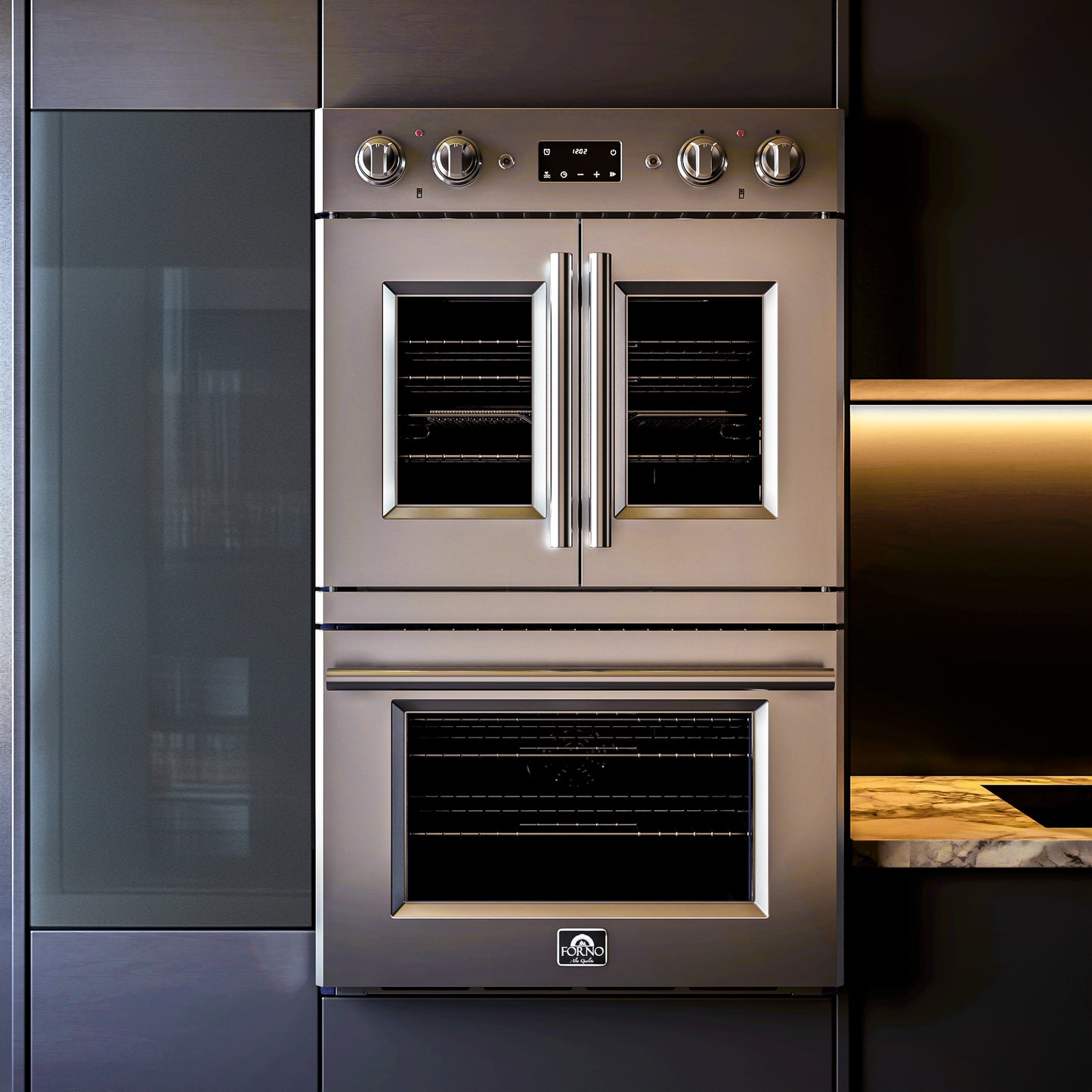 Forno Gallico 30-Inch Electric French Door Double Oven, Stainless Steel, Convection Cooking, Touch Control Panel, Self-Cleaning Function - Forno Appliances