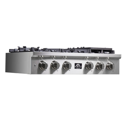 Forno Spezia Alta Qualita 36-Inch Pro-Style Gas Rangetop, Stainless Steel, 6 Sealed Burners, Continuous Cast Iron Grates, High Heat Output - Forno Appliances
