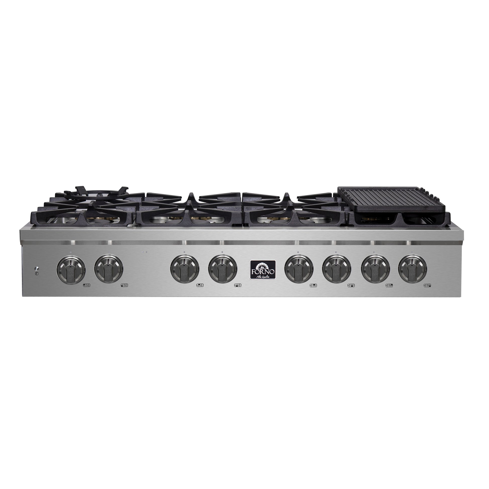 Forno Spezia Alta Qualita 48-Inch Pro-Style Gas Rangetop, Stainless Steel, 8 Sealed Burners, Continuous Cast Iron Grates, High Heat Output - Forno Appliances