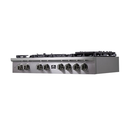 Forno Spezia Alta Qualita 48-Inch Pro-Style Gas Rangetop, Stainless Steel, 8 Sealed Burners, Continuous Cast Iron Grates, High Heat Output - Forno Appliances
