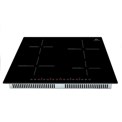 Forno Parco 24-Inch Induction Cooktop, 4 Zones, 7,200W Total Power, Touch Control, 9 Power Levels, Booster Function - Forno Appliances