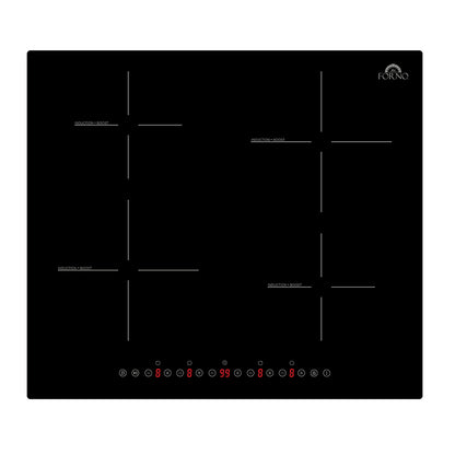 Forno Parco 24-Inch Induction Cooktop, 4 Zones, 7,200W Total Power, Touch Control, 9 Power Levels, Booster Function - Forno Appliances
