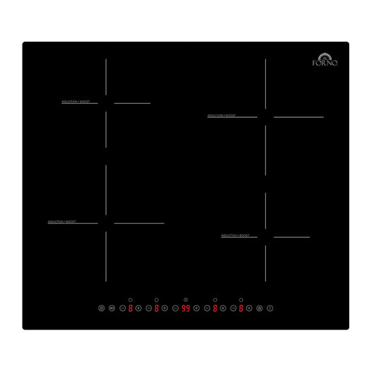 Forno Parco 24-Inch Induction Cooktop, 4 Zones, 7,200W Total Power, Touch Control, 9 Power Levels, Booster Function - Forno Appliances