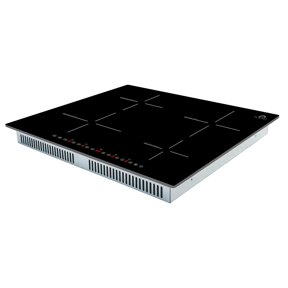 Forno Parco 24-Inch Induction Cooktop, 4 Zones, 7,200W Total Power, Touch Control, 9 Power Levels, Booster Function - Forno Appliances