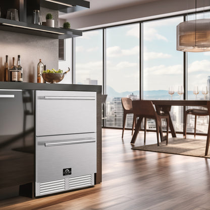 Forno Cosenza 24" Built-In Indoor/Outdoor Drawer Freezer with Ice Maker, 4.69 cu.ft. - Forno Appliances