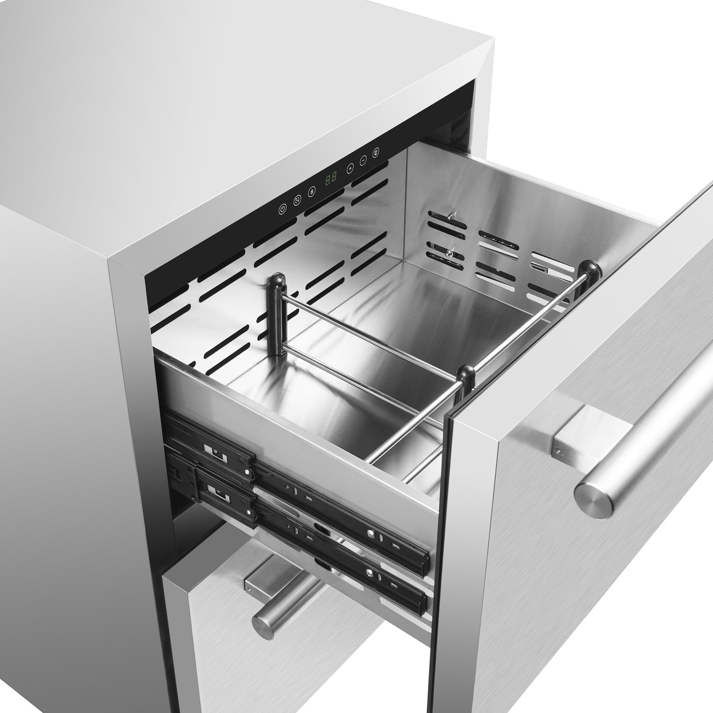 Forno Como 24-Inch Indoor Outdoor Drawer Refrigerator, 4.87 cu.ft, Stainless Steel Interior, Adjustable Shelves, LED Lighting - Forno Appliances