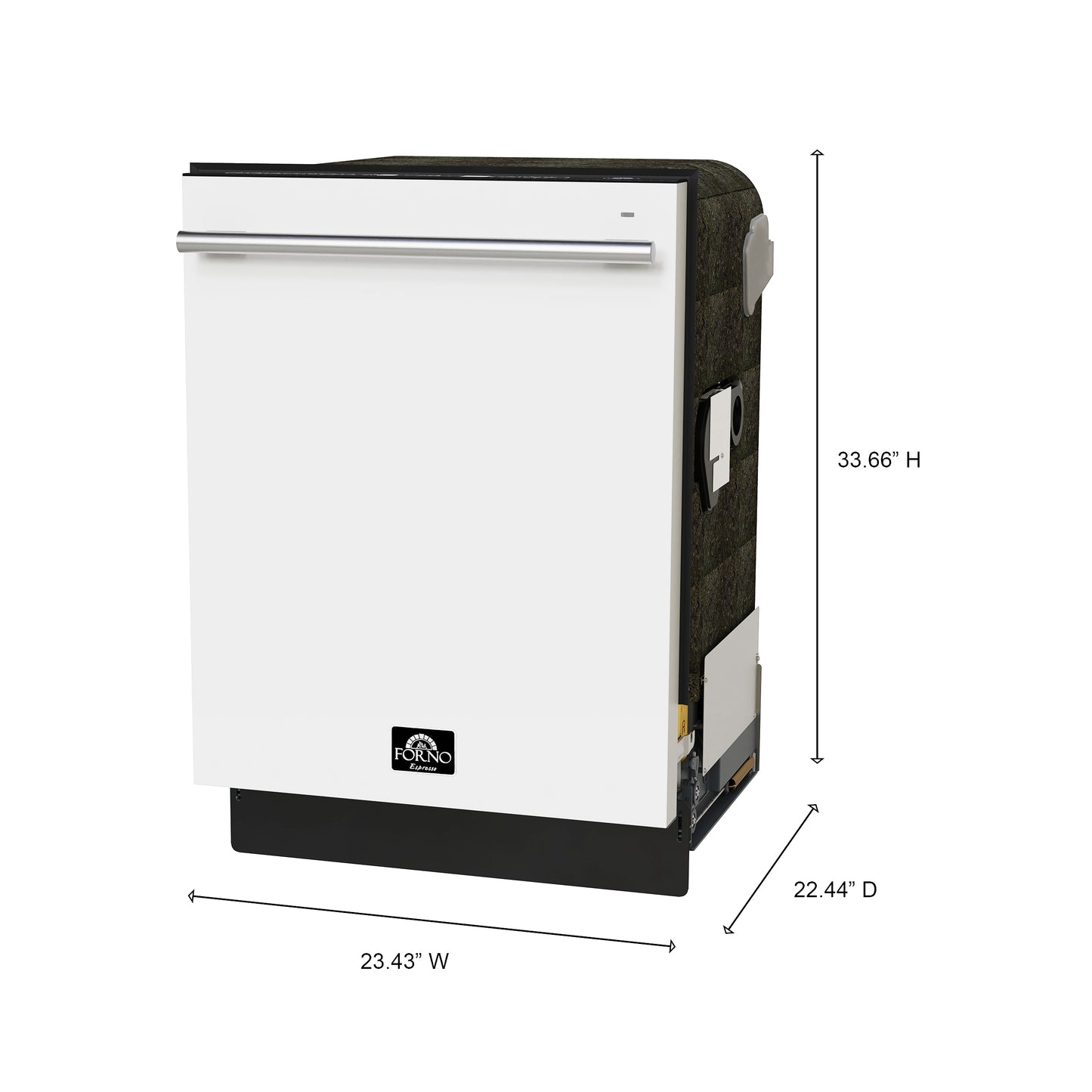 Forno Romano Espresso 24-Inch Built-In Dishwasher, White Finish, Stainless Steel Tub, 49 dBA, Energy Star Certified - Forno Appliances