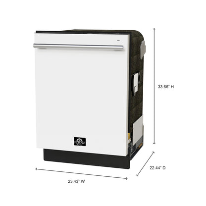 Forno Romano Espresso 24-Inch Built-In Dishwasher, White Finish, Stainless Steel Tub, 49 dBA, Energy Star Certified - Forno Appliances