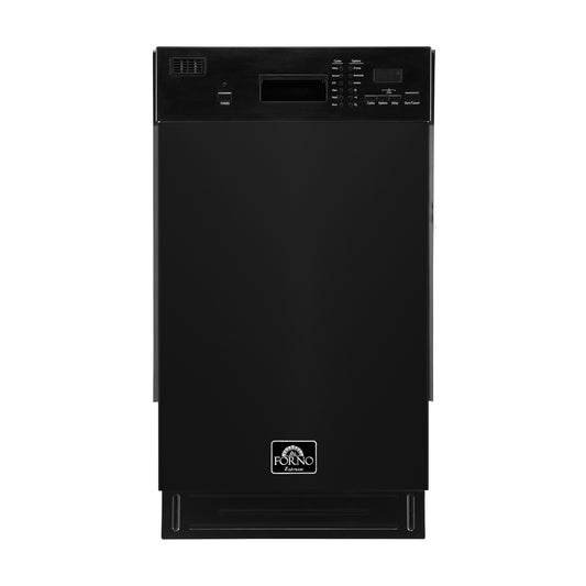 Forno Polo 18-Inch Built-In Black Dishwasher, 8 Place Settings, ENERGY STAR Certified, 52 dBA - Forno Appliances