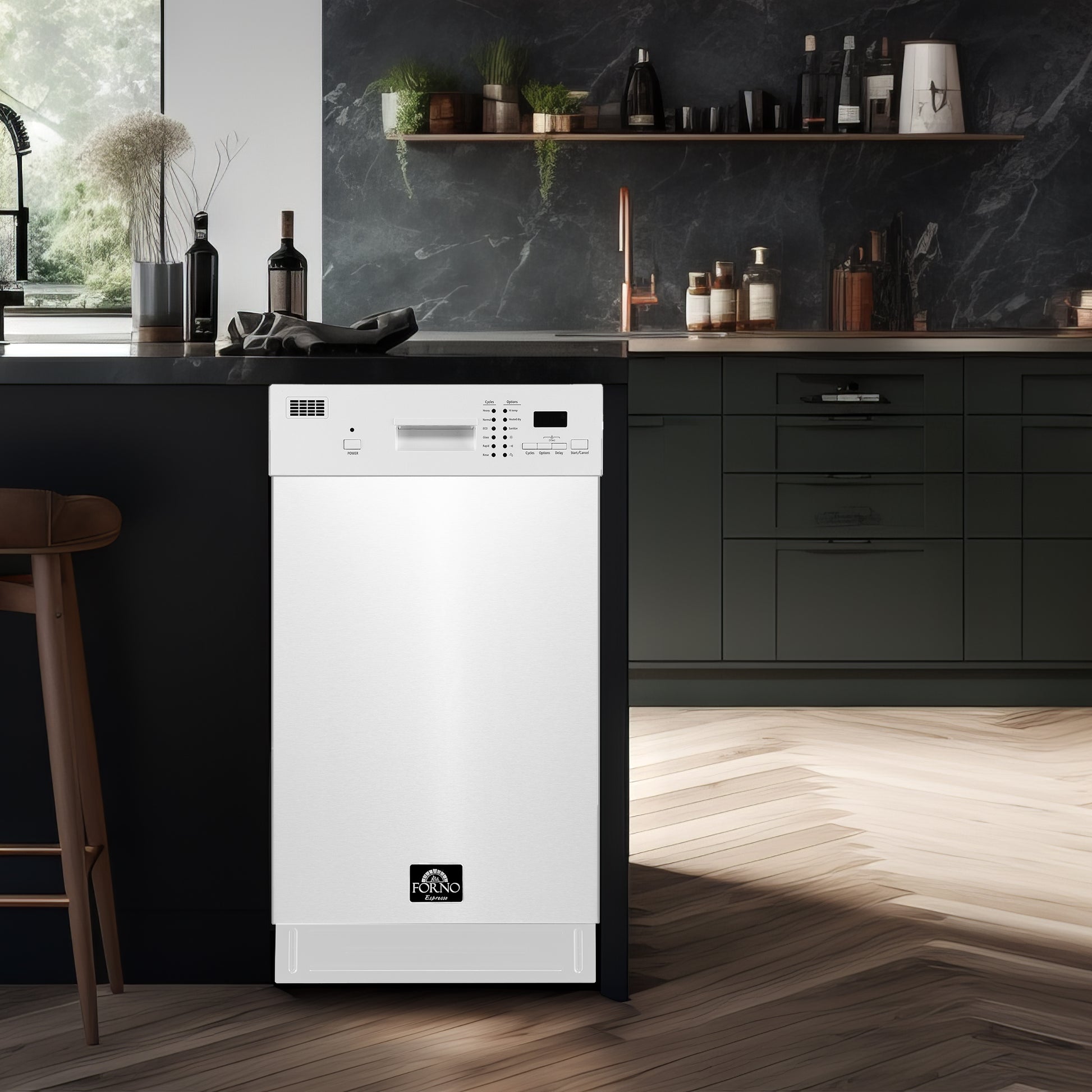 Forno Polo 18-Inch Built-In White Dishwasher, 8 Place Settings, ENERGY STAR Certified, 52 dBA - Forno Appliances