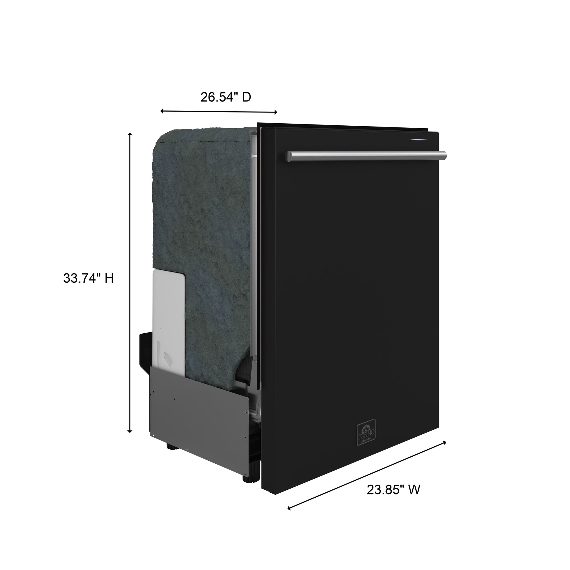 Forno Pozzo 24-Inch Built-In Tall Tub Top Control Dishwasher, Black, 49 dBA, Soil-Sensing Capable, ENERGY STAR - Forno Appliances