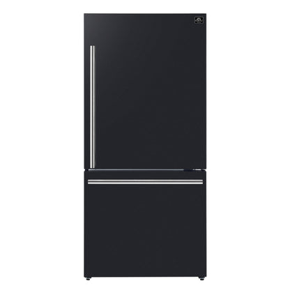 Forno Milano Espresso 31-Inch Bottom Freezer Refrigerator, Black, 17.2 cu.ft Capacity, Energy Efficient - Forno Appliances