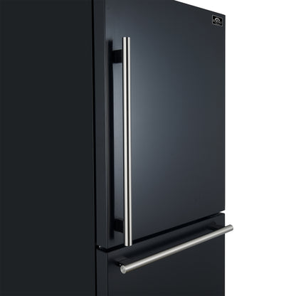 Forno Milano Espresso 31-Inch Bottom Freezer Refrigerator, Black, 17.2 cu.ft Capacity, Energy Efficient - Forno Appliances