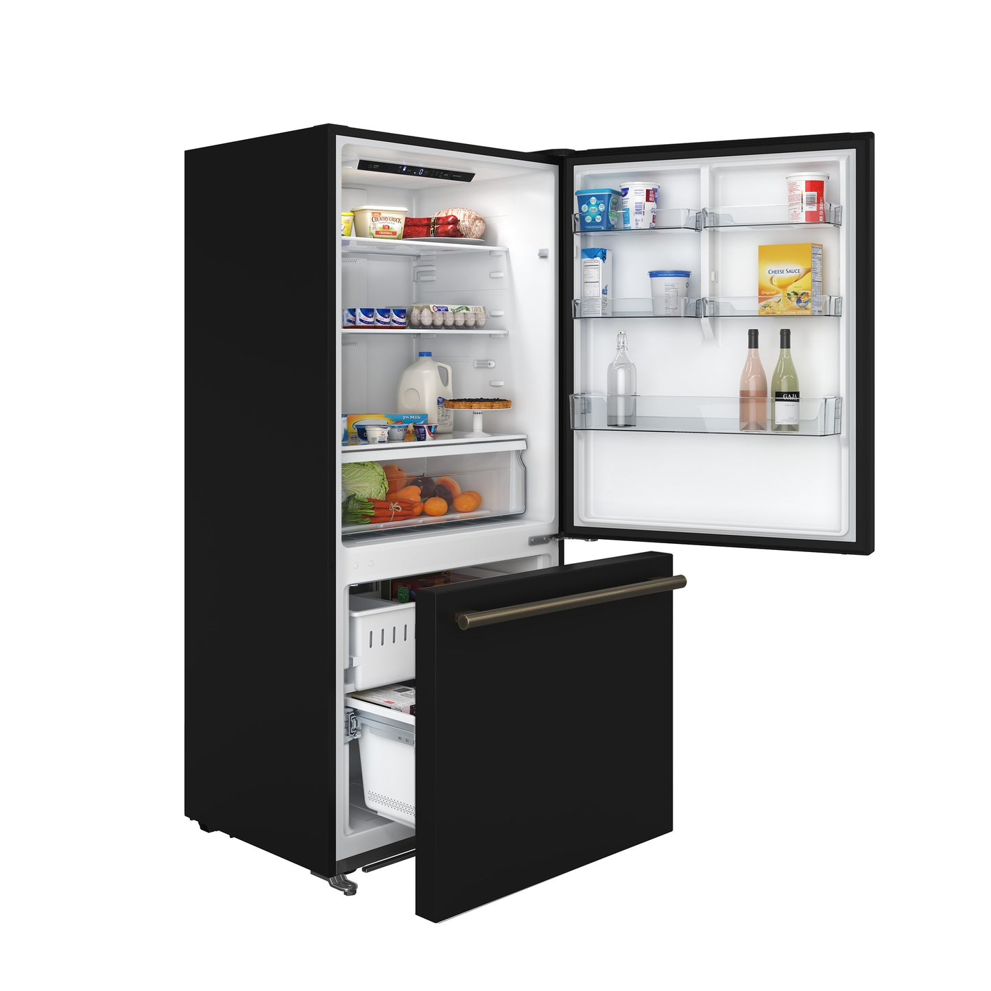 Forno Milano Espresso 31-Inch Bottom Freezer Refrigerator, Black, 17.2 cu.ft Capacity, Energy Efficient - Forno Appliances