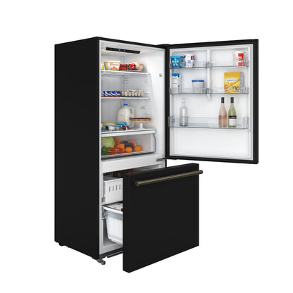 Forno Milano Espresso 31-Inch Bottom Freezer Refrigerator, Black, 17.2 cu.ft Capacity, Energy Efficient - Forno Appliances