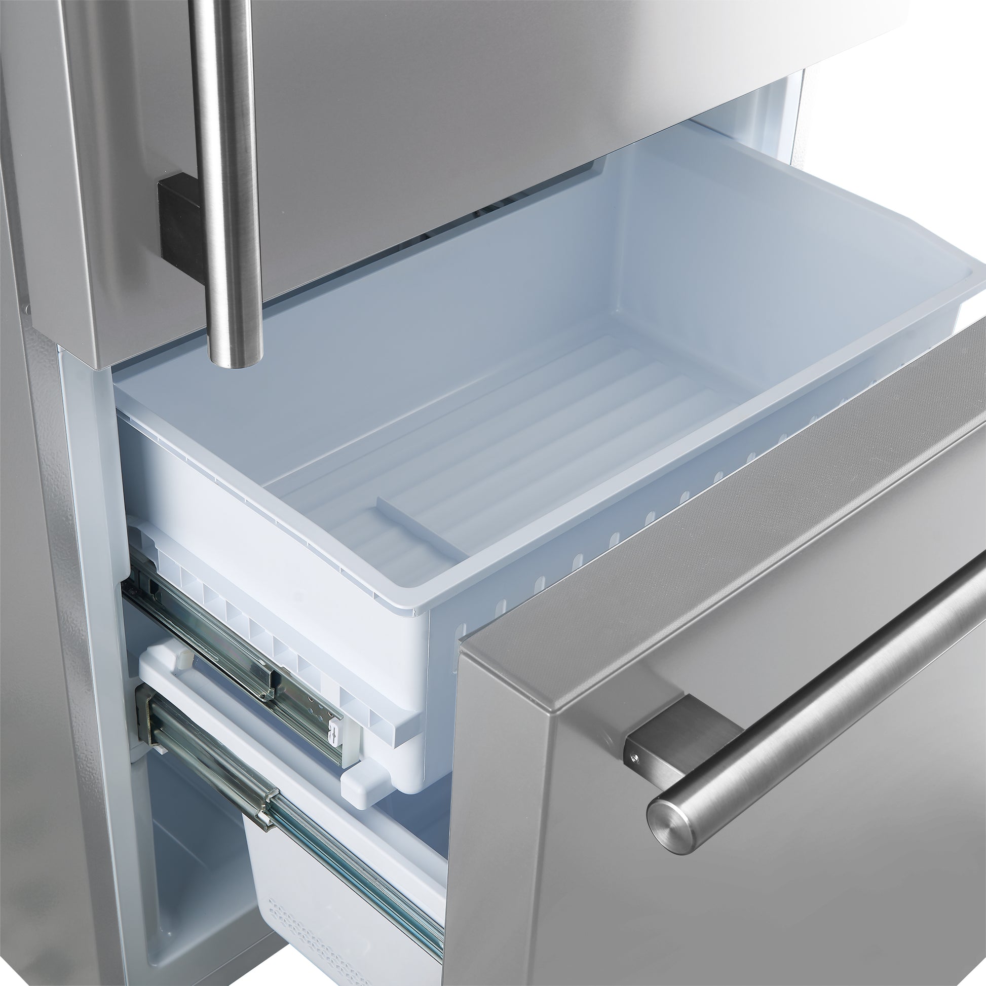 Forno Milano 2-Piece 62-Inch Freestanding Dual Bottom Freezer Refrigerator, Stainless Steel – 34.4 cu.ft, Touch Control, Ice Maker - Forno Appliances