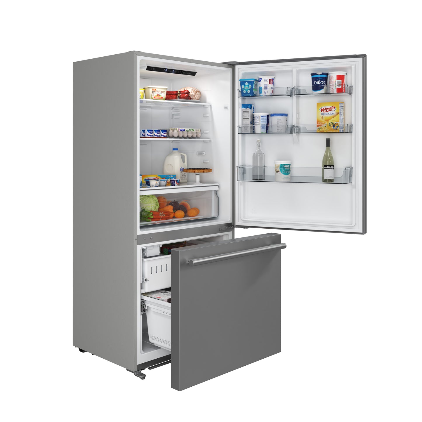 Forno Milano 2-Piece 62-Inch Freestanding Dual Bottom Freezer Refrigerator, Stainless Steel – 34.4 cu.ft, Touch Control, Ice Maker - Forno Appliances