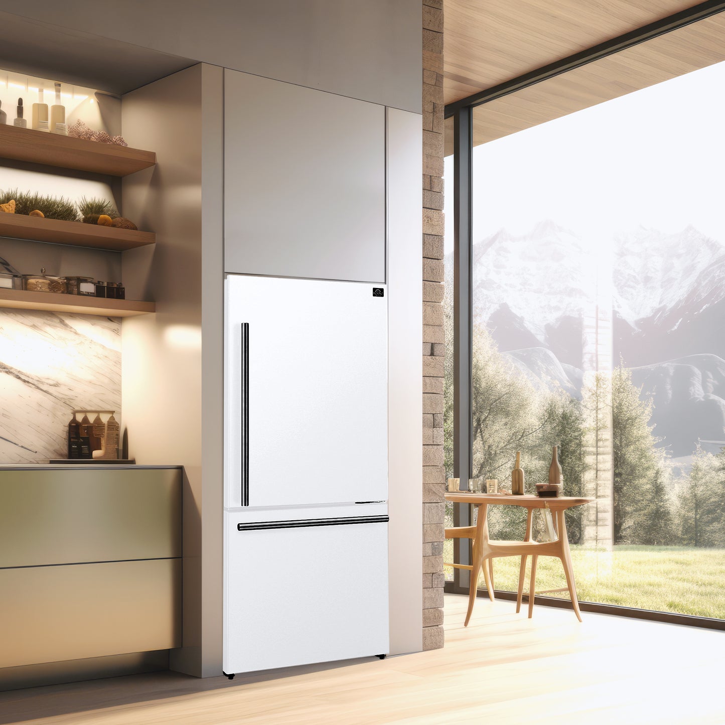 FORNO Premium 2-Piece Kitchen Bundle - Leonardo Espresso 30" White Range, 31" White Bottom Freezer Refrigerator - FBDL-003-03CA - Forno Appliances